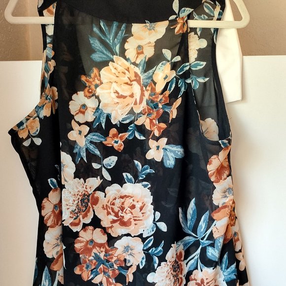 Juniors XXL or XL Womens Sheer, American Rag, Floral Top. Black, Rust, Teal - Picture 3 of 3